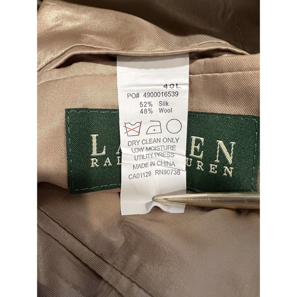 Lauren Ralph Lauren Men's 40L Tan Houndstooth Suit Jacket w/ Shoulder Padding - Picture 9 of 9